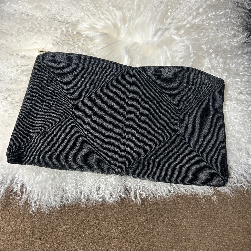 Vintage Corse AB black textured woven bag in black clutch